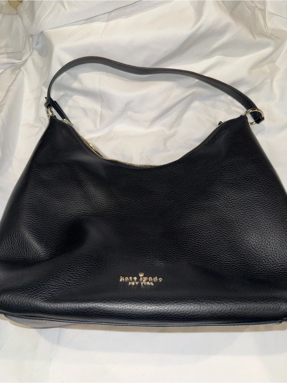 kate spade Black Pebbled Leather Shoulder Hobo with Gold Hardware